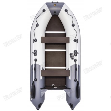 Надувная 3-местная ПВХ лодка Ривьера Компакт 3400 СК (светло-серый/графит)